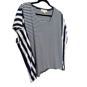 Michael Kors Striped Shirt Navy Blue and White womens top size Large